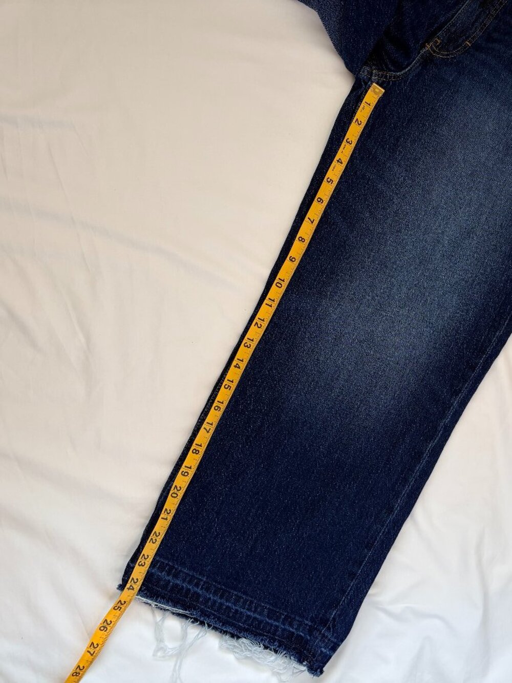 Free Assembly Wide Leg Jeans Raw Hem Dark Wash Denim 12 - Picture 7 of 10